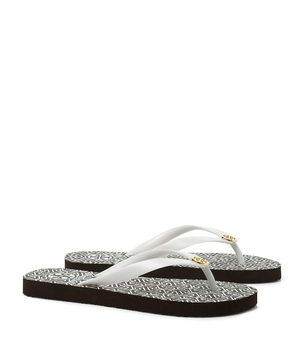 tory burch white rubber flip flops